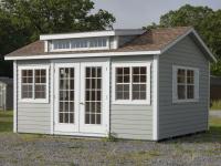 12x16 Custom Storage Shed with french doors, extra windows, and a roof dormer with windows